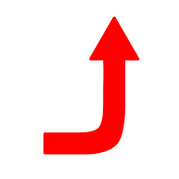 カーブしているL字の太い矢印のフリー素材