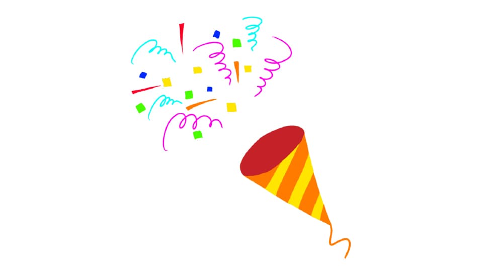 パーティーやお祝いなどで使うクラッカーの手書きイラストフリー素材