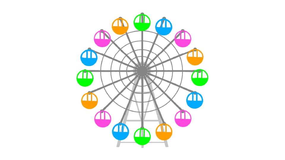 シンプルなかわいい観覧車の透過イラスト素材