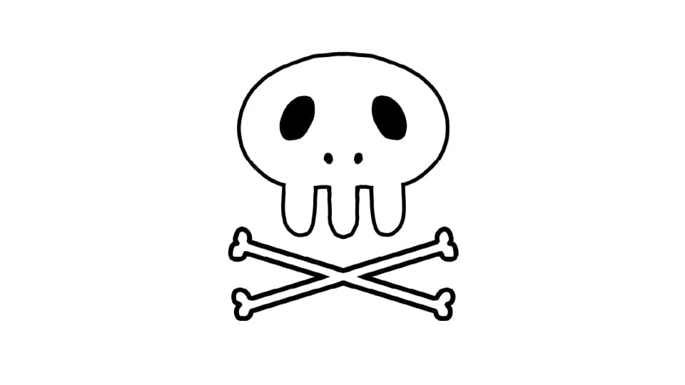 ドクロの手書きイラスト