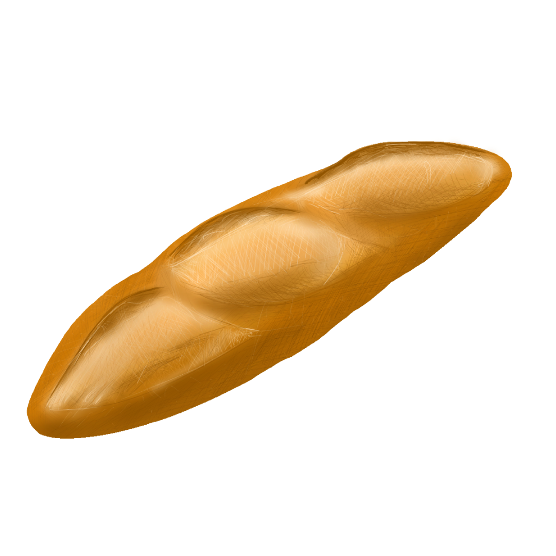 バタール、フランスパンのリアルな手書きイラスト【フリー素材】