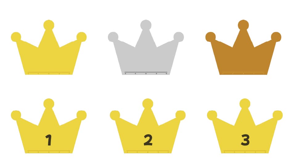 王冠のイラスト1位、2位、3位