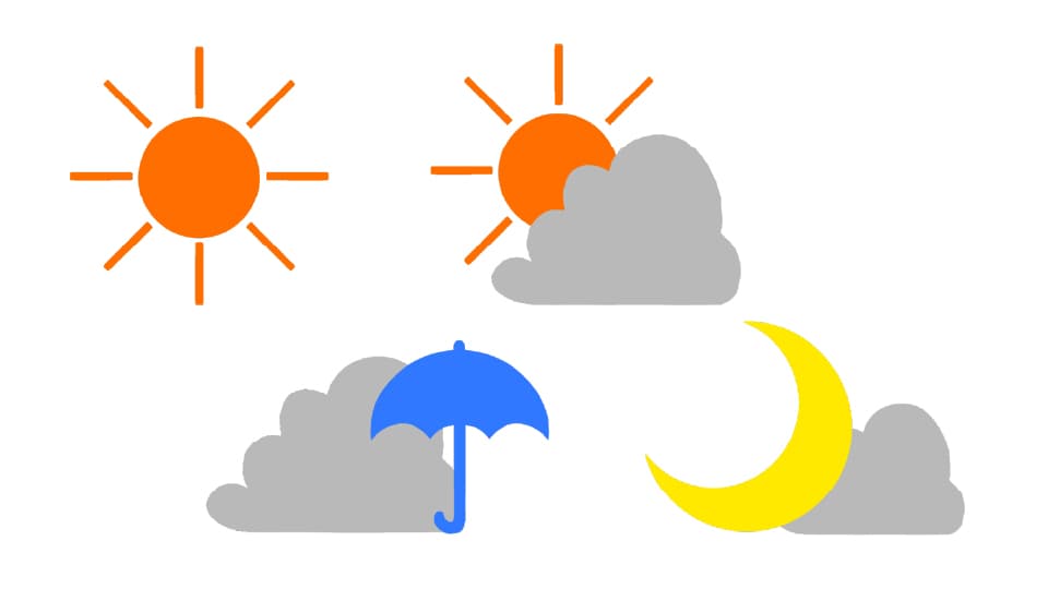 天気予報に使える色々な天気の記号のイラスト【フリー素材】