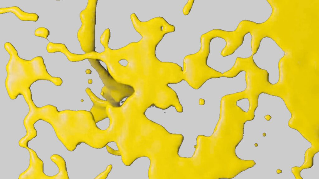 ゲーム動画などで使えるインクのトランジションのフリー動画素材(黄色)
