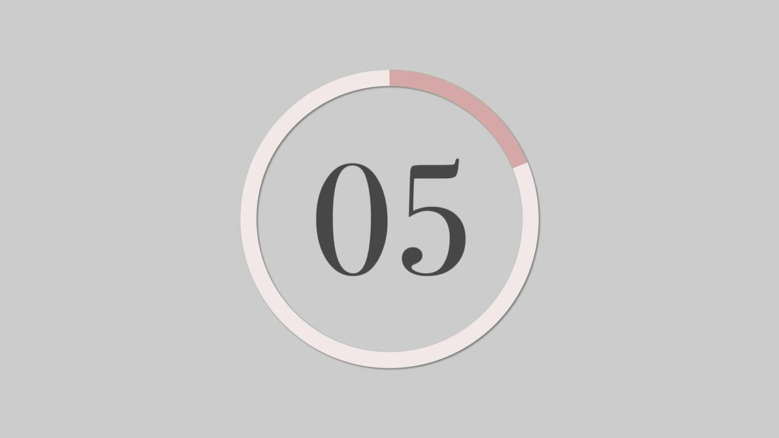 エレガントなスモーキーピンクの円形カウントダウンタイマー【フリー動画素材】 みりんの動画素材