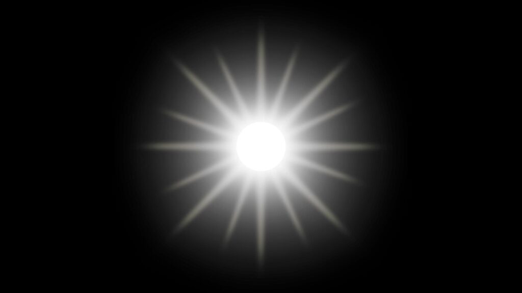 明るく光る太陽、後光のフリー動画素材